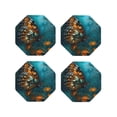 thumbnail image 1 of Honeii Elegant Butterfly And Flowers Print Leather Coaster Set of 4, Ideal for Safeguarding Your Furniture from Drinks Spills and Effortless Cleanup-Octagon, 1 of 6