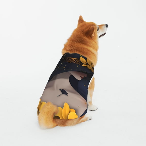 Honeii Elegant Lady With Hat Pattern 100% Cotton Dog Clothes Dog Costumes Doggie Shirts Puppy Shirt Pet Vest Tank Top Cat Tee-3X-Large