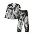 thumbnail image 1 of Honeii Elegant Swans Black Background Print Women's Pajama Sets Long Sleeve Button Down Sleepwear Nightwear Soft Pjs Lounge Sets 2PCS-XX-Large, 1 of 7