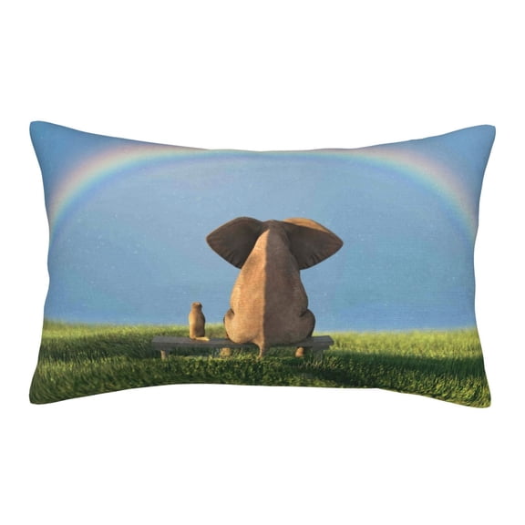 Honeii Elephant Dog Sitting Under The Rainbow Decorative Throw Pillow Case - Elevate Your Couch, Sofa, or Bed with Stylish Home Decor, Perfect Gift Idea-20"x30"