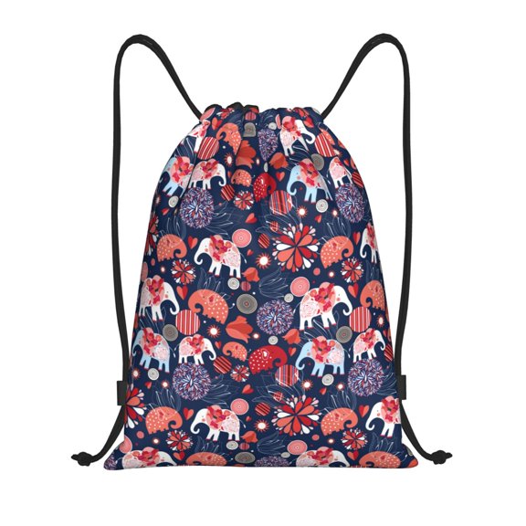 Honeii Elephants Print Drawstring Backpack,Drawstring Bags String Backpack Gym Cinch Sack Backpack Sport Bag Draw-Small