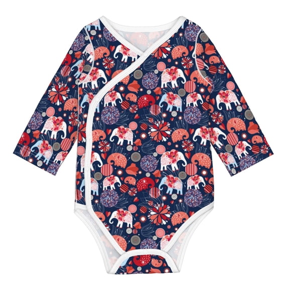 Honeii Elephants for Baby Long Sleeve Bodysuits One-piece 100% Organic Cotton for Infant Baby Boys and Grils, Unisex-6 Months