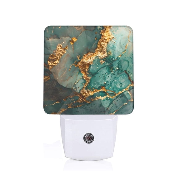 Honeii Emerald Color Gold Marble Print LED Night Light with Light Sensor, Night Lights Plug Into Wall,Ideal for Bedrooms and Hallways-US