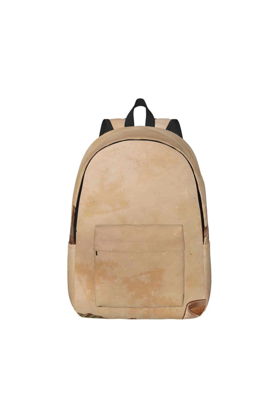 Engraved Coffee On Kraft Paper Print Canvas College Laptop Backpack, Durable Rucksack Travel Notebook Bag School Backpack Book Bag for Men Women-Small