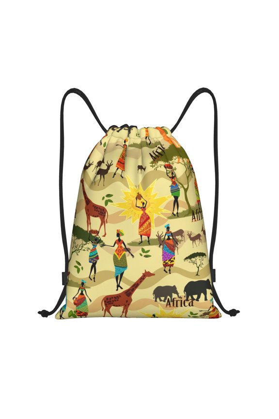 Ethnic African Print Drawstring Backpack,Drawstring Bags String Backpack Gym Cinch Sack Backpack Sport Bag Draw-Small