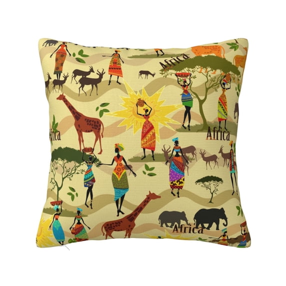 Honeii Ethnic African Print Throw Pillow, Square Decorative Pillow Forms Soft Fluffy Plump Pillow Decorative Pillow Inserts,Couch Pillows-18"x18"