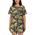 thumbnail image 1 of Honeii Excavator At Work for Women's Summer Pajama Set featuring Soft Short Sleeve Shirt & Matching Bottoms with Convenient Pockets for Relaxed Home Wear-Medium, 1 of 6