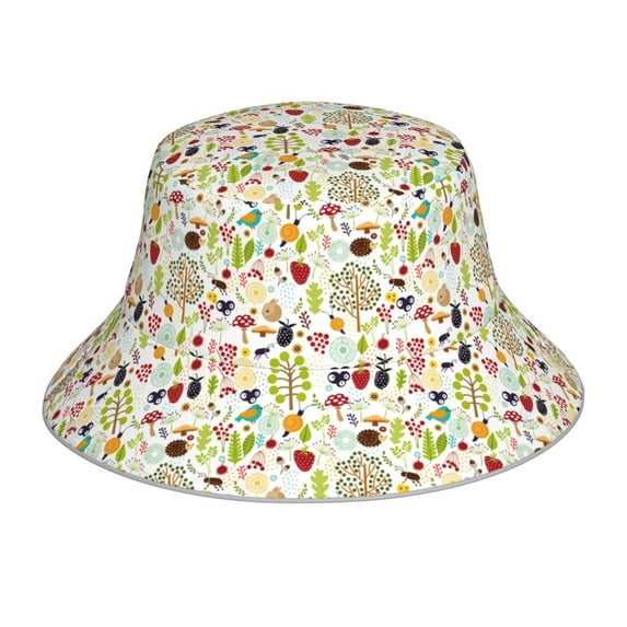 Honeii Fall Animals for Unisex Bucket Hat Waterproof Rain Hat Reversible Shiny Rave Bucket Hat for Concert Festival Boonie Cap