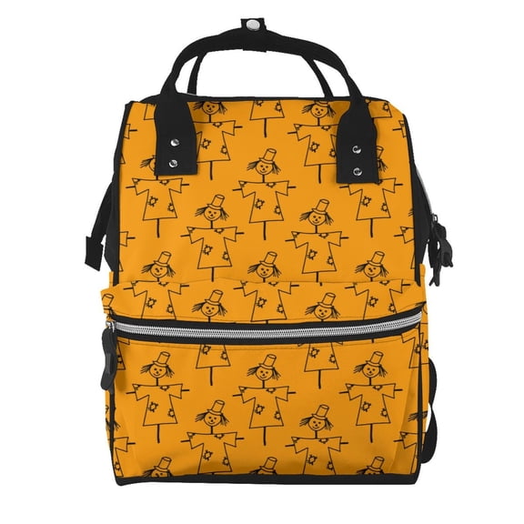 Honeii Fall Cute Simple Scarecrow Pattern Mummy Diaper Bag Backpack Durable Maternity Baby Nappy Casual Shoulder Bags Travel Hiking Outdoor Pack