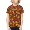 thumbnail image 1 of Honeii Fall Leaves Print Kids Boy T-Shirt,Breathable Round Neck Tee,Stylish Summer Tee for Boys, for Outdoor Activities and Casual Wear, 1 of 7