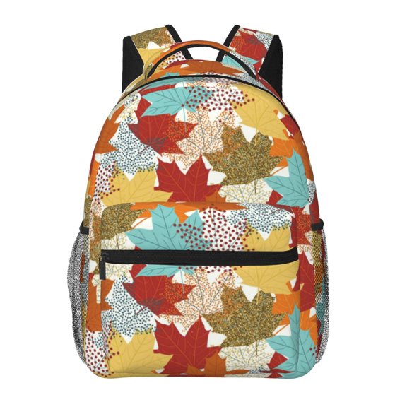 Honeii Fall Maple Leaves Print Backpack for Both Men and Women, Basic Bookbag for College, Work, or Travel,Rucksack Computer Bag-One Size