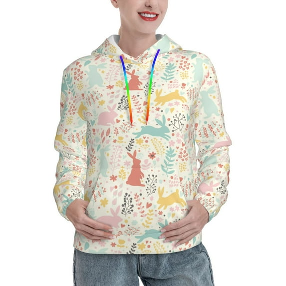 Honeii Fall Rabbit Pattern Womens Oversized Hoodies Long Sleeve Sweatshirts Pullover Fall Outfits with Pocket-Medium