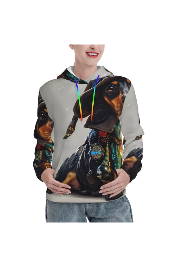 Fantasy Wizard Dog Art Pattern Womens Oversized Hoodies Long Sleeve Sweatshirts Pullover Fall Outfits with Pocket-Large