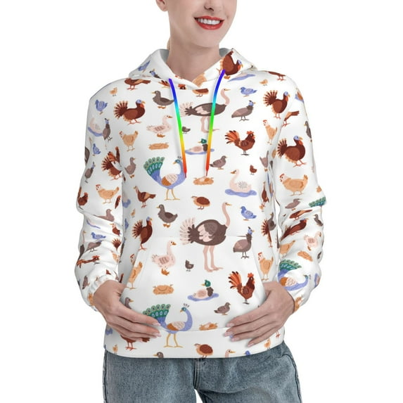 Honeii Farm Birds Goose Pattern Womens Oversized Hoodies Long Sleeve Sweatshirts Pullover Fall Outfits with Pocket-Large