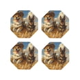 thumbnail image 1 of Honeii Farm Corgi German Shepherd print Leather Coaster Set of 4, ideal for safeguarding your furniture from drinks spills and effortless cleanup-Octagon, 1 of 6