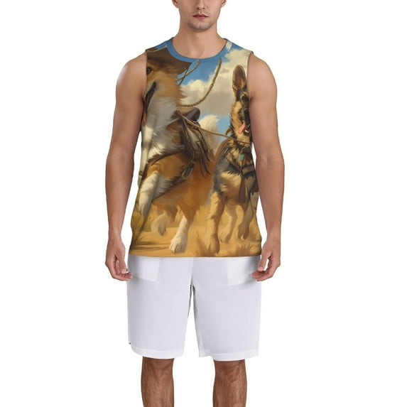 Honeii Farm Corgi German Shepherd print basktball shirt for men and women, Unisex basketball jersey for Theme party-Medium