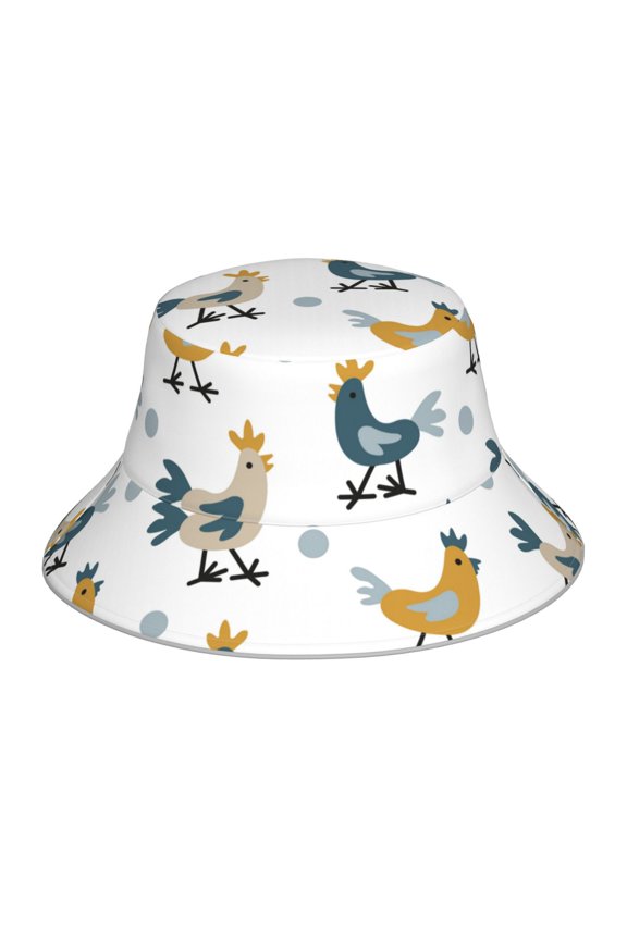 Farm Roosters for Unisex Bucket Hat Waterproof Rain Hat Reversible Shiny Rave Bucket Hat for Concert Festival Boonie Cap