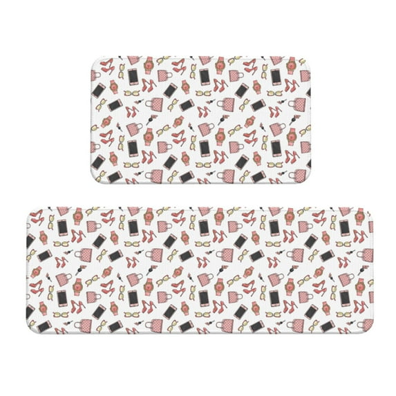 Honeii Fashion Print Kitchen Mat [2 PCS] for Floor, Waterproof Non-Slip Rugs, Kitchen Decor,Standing Mat for Floor,Office, Sink, Laundry