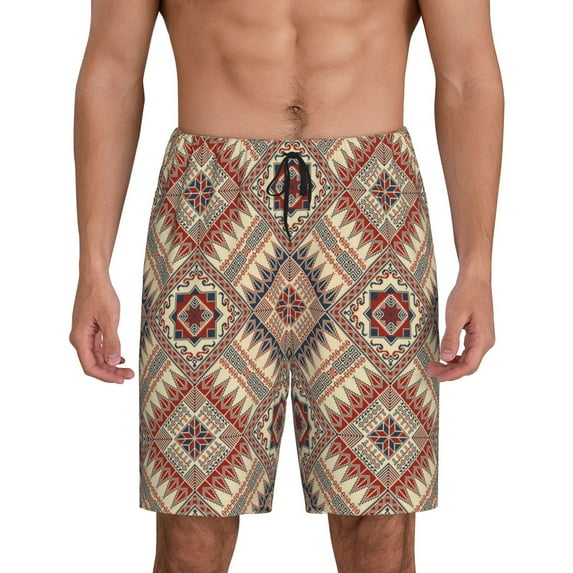 Honeii Fashion Tatreez (3) Print Men's Pajama Sleepwear Shorts - a comfy pajama bottom and lounge short for Relaxed Home Wear-