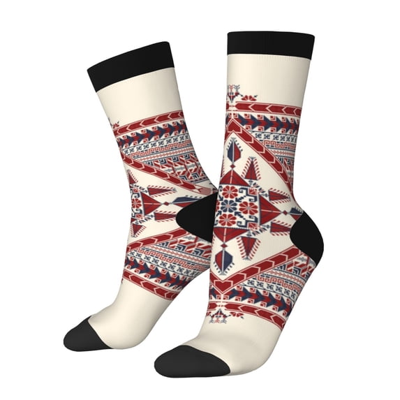 Honeii Fashion Tatreez Print Adult Socks,Crew Socks,Casual Calf Socks,Daily Wear Socks for Men & Women, Perfect for Sports, Casual and Everyday Use