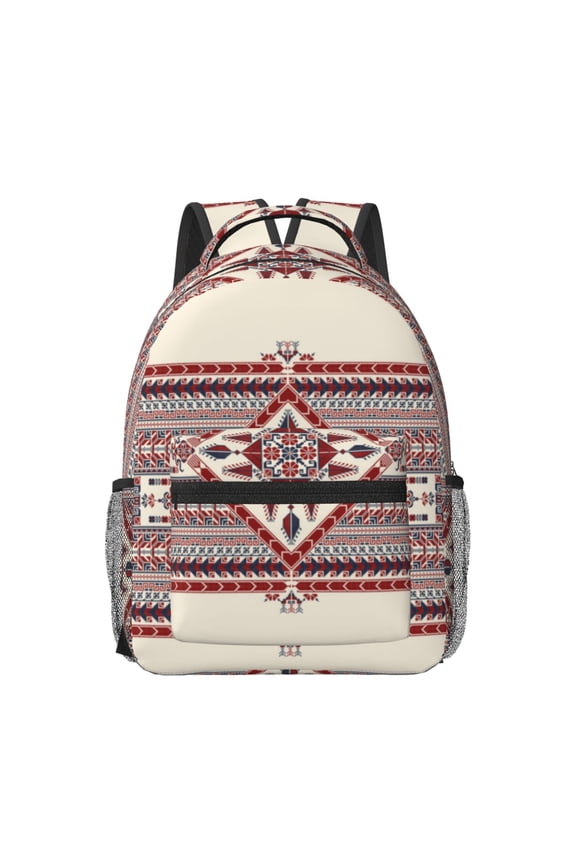 Fashion Tatreez Print Backpack for School,15.6 inch Laptop Back Pack for High School and College Students, Waterproof Computer Bookbag-One Size