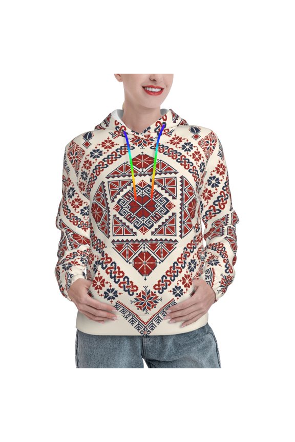 Fashion Tatreez2 Pattern Womens Oversized Hoodies Long Sleeve Sweatshirts Pullover Fall Outfits with Pocket-Large