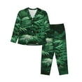 thumbnail image 1 of Honeii Ferns Leave Green Foliage Print Women's Pajama Sets Long Sleeve Button Down Sleepwear Nightwear Soft Pjs Lounge Sets 2PCS-X-Large, 1 of 7