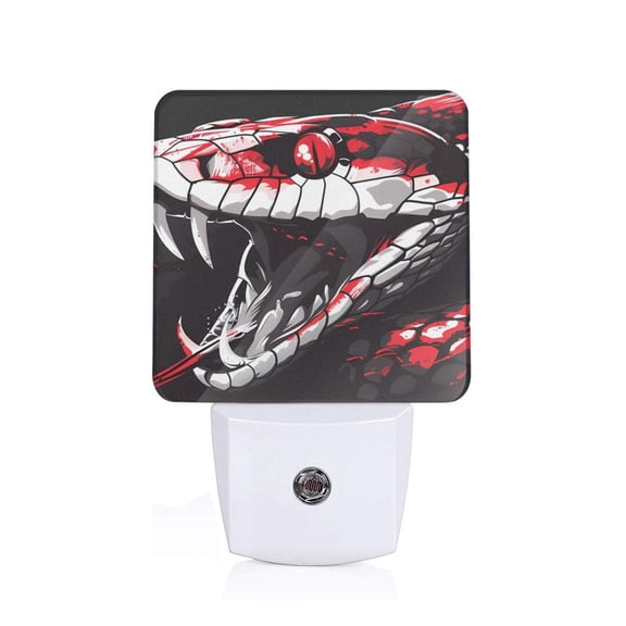 Honeii Fierce Red Viper Graphic Art Print LED Night Light with Light Sensor, Night Lights Plug Into Wall,Ideal for Bedrooms and Hallways-US