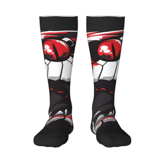 Honeii Fierce Red Viper Graphic Art Print Long Socks,Novelty Design Socks Gift for Men and Women,Crew Socks,Calf Socks