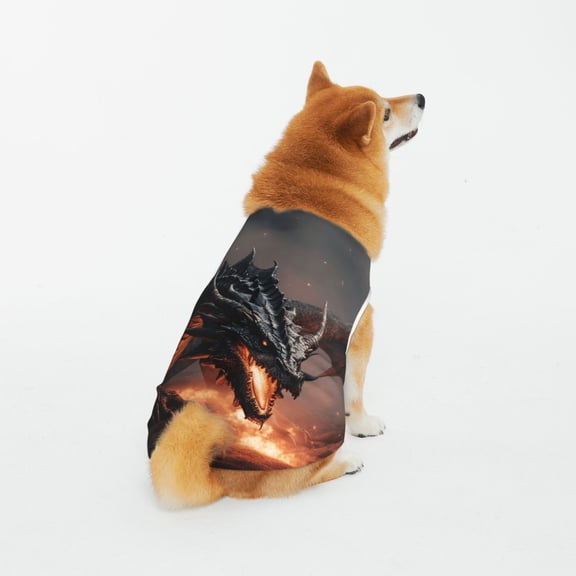 Honeii Fiery Black Dragon Attack Pattern 100% Cotton Dog Clothes Dog Costumes Doggie Shirts Puppy Shirt Pet Vest Tank Top Cat Tee-XX-Large
