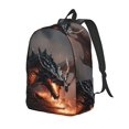thumbnail image 1 of Honeii Fiery Black Dragon Attack Print Canvas Backpack for School & Outdoor,Laptop Excursion Backpack,Notebook School Bookbag For Men Women,for Work, Travel, and Everyday Use-Medium, 1 of 5