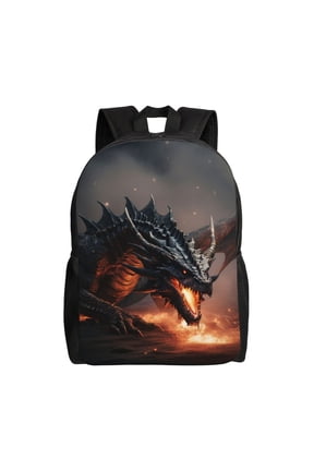 Fiery Black Dragon Attack Print Laptop Backpack for Work, College, Travel, Daily Backpacks for Men Women, Sport Rucksack,Computer Bag