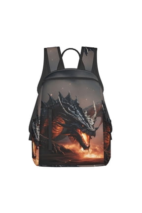 Fiery Black Dragon Attack Print Lightweight Backpacks,Carry on Backpack,Durable Backpack for School, Work & Travel