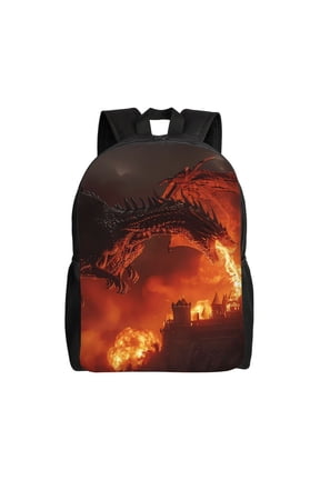 Fiery Dragons Castle Attack Print Laptop Backpack for Work, College, Travel, Daily Backpacks for Men Women, Sport Rucksack,Computer Bag