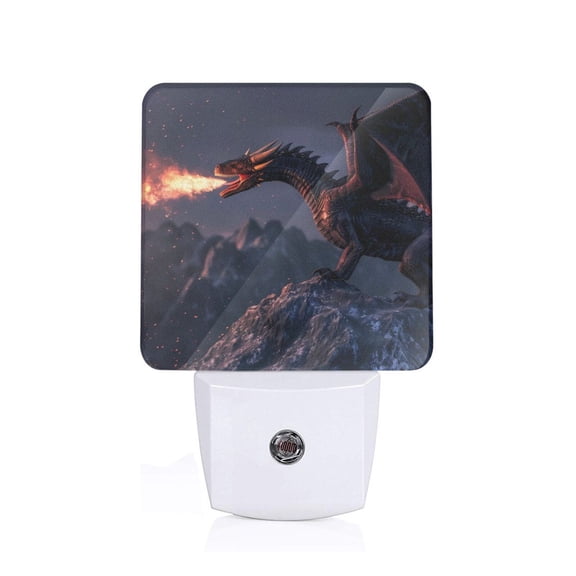 Honeii Fire Breathing Dragon Twilight Print LED Night Light with Light Sensor, Night Lights Plug Into Wall,Ideal for Bedrooms and Hallways-US