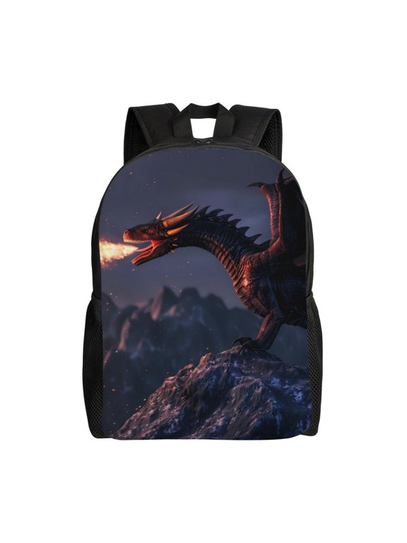 Fire Breathing Dragon Twilight Print Laptop Backpack for Work, College, Travel, Daily Backpacks for Men Women, Sport Rucksack,Computer Bag