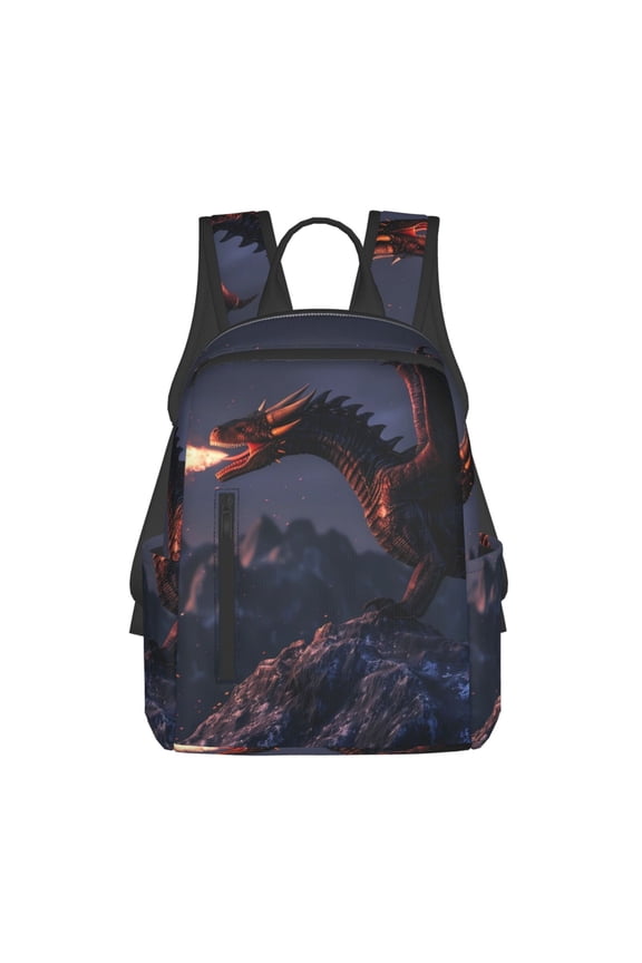 Fire Breathing Dragon Twilight Print Lightweight Backpacks,Carry on Backpack,Durable Backpack for School, Work & Travel