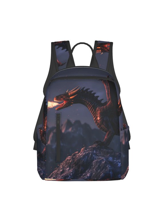 Fire Breathing Dragon Twilight Print Lightweight Backpacks,Carry on Backpack,Durable Backpack for School, Work & Travel