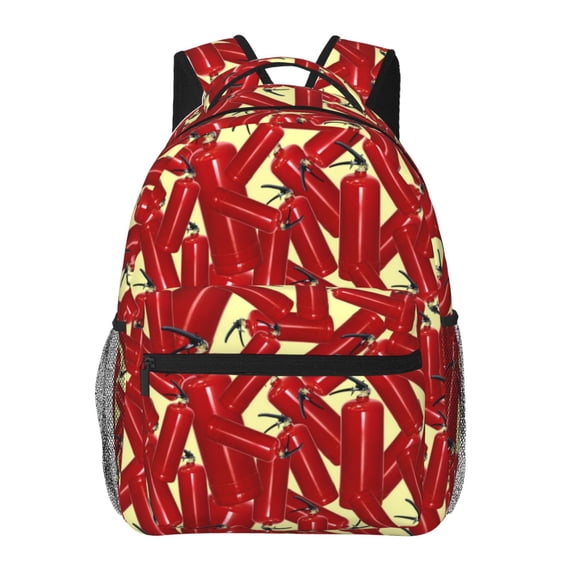 Honeii Fire Extinguisher Print Backpack for Both Men and Women, Basic Bookbag for College, Work, or Travel,Rucksack Computer Bag-One Size