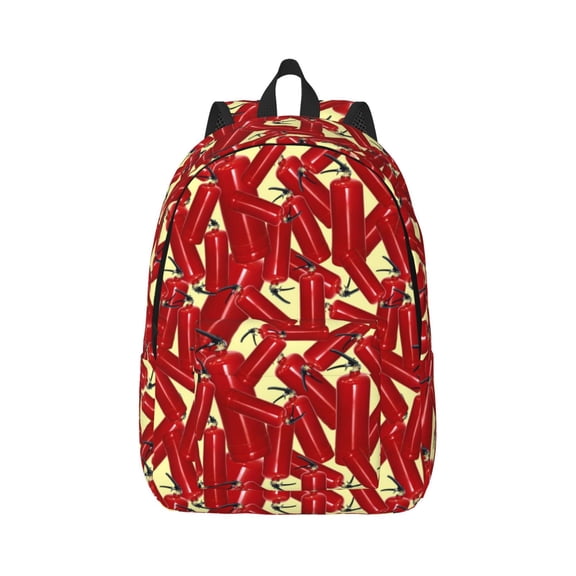 Honeii Fire Extinguisher Print Canvas College Laptop Backpack, Durable Rucksack Travel Notebook Bag School Backpack Book Bag for Men Women-Medium