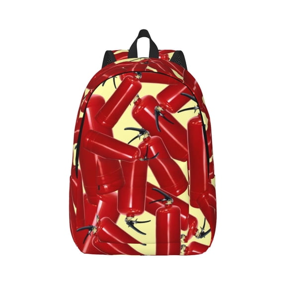 Honeii Fire Extinguisher Print Canvas College Laptop Backpack, Durable Rucksack Travel Notebook Bag School Backpack Book Bag for Men Women-Small