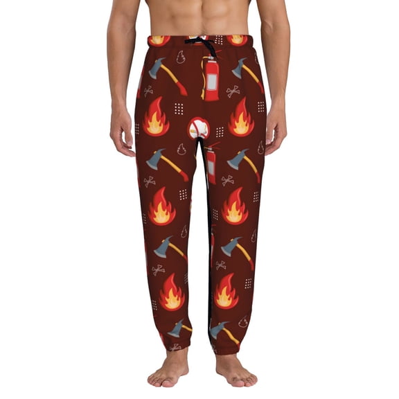 Honeii Fire Extinguisher Print Mens Jogger Sweatpants, Men's Lounge Pants with Pockets-Large