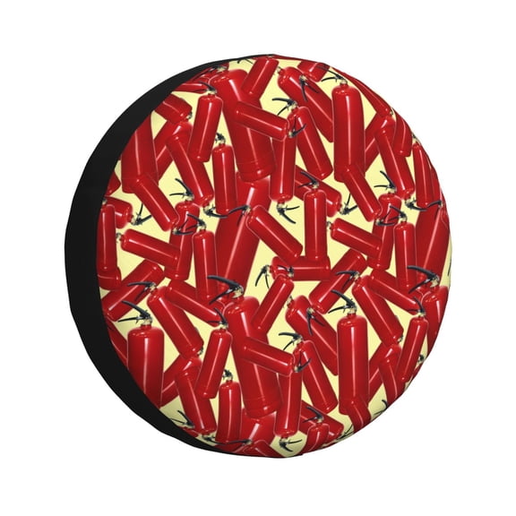 Honeii Fire Extinguisher Print Tire Covers, Waterproof Anti-UV Sun Snow Rain Tire Covers for Trailers, RV, Camper, SUV, Truck-14 inch
