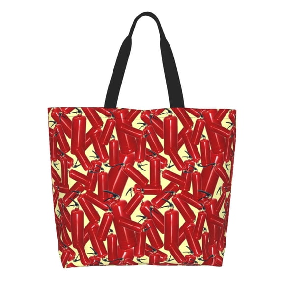 Honeii Fire Extinguisher Print Tote Bag for Women, Foldable Tote Bag Large Shoulder Bag Top Handle Handbag for Travel, Work