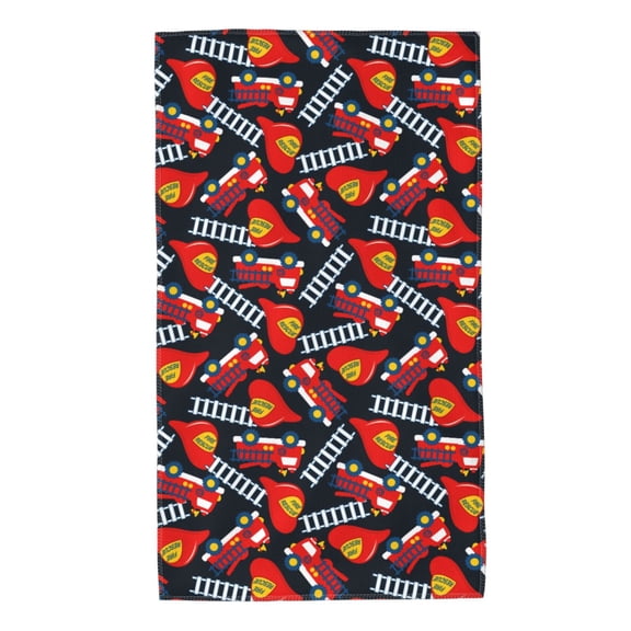 Honeii Fire Rescue With Red Helmet And Truck Print Quick-Dry Microfiber Towel, Shower Towel 27.5x16in,Absorbent Bathroom Towel for Beach, Pool, and Travel