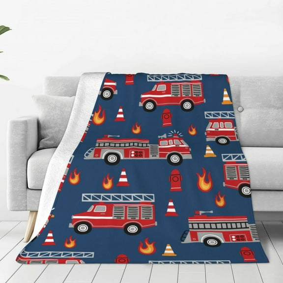 Honeii Fire Truck 1 Print Fleece Blanket - Throw Blanket for Bed, Sofa, Couch, Camping, and Travel , Microplush Ultra Soft Warm Blanket-40"x30"