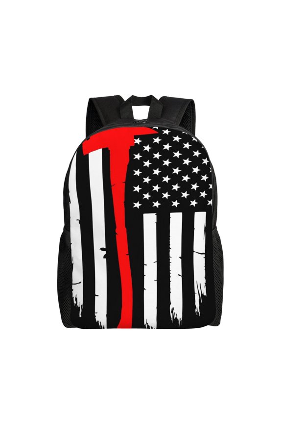 Firefighters USA Flag Print Laptop Backpack for Work, College, Travel, Daily Backpacks for Men Women, Sport Rucksack,Computer Bag