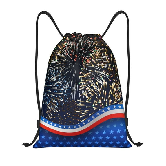 Honeii Fireworks Print Drawstring Backpack,Drawstring Bags String Backpack Gym Cinch Sack Backpack Sport Bag Draw-Medium