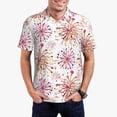 thumbnail image 1 of Honeii Fireworks print Polo Shirt, a classic short-sleeved, button-down golf shirt designed for men3X-Large, 1 of 6