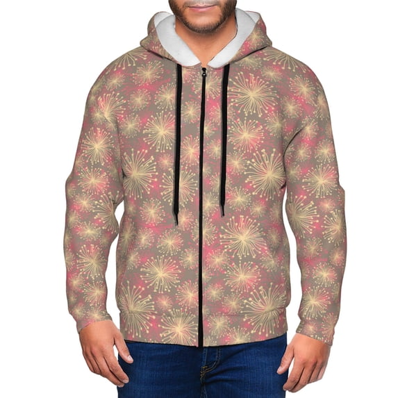 Honeii Fireworks1 Print Hoodies for Men, Pullover & Full Zip, Breathable Zip up Hoodie, Sweatshirt-Small